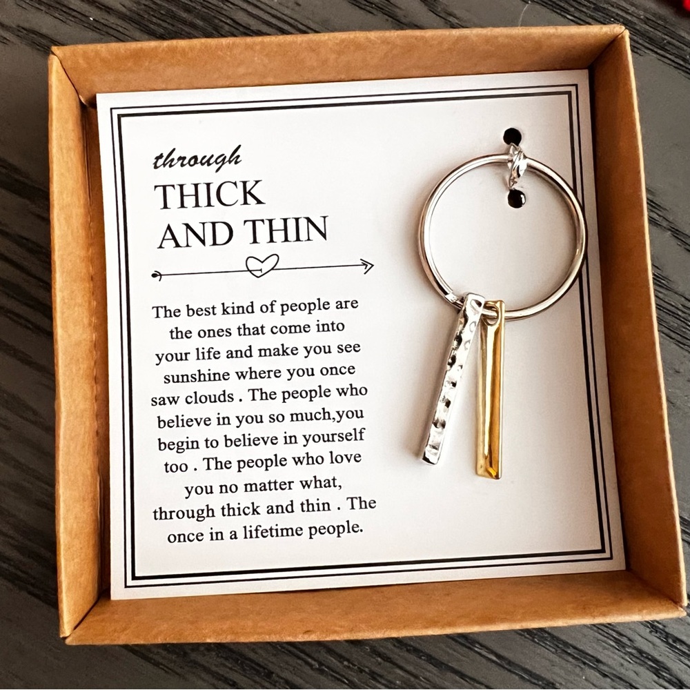 💕 Thick & Thin Friendship Keychain Best Friend BFF Soul Sister Thank You Gift